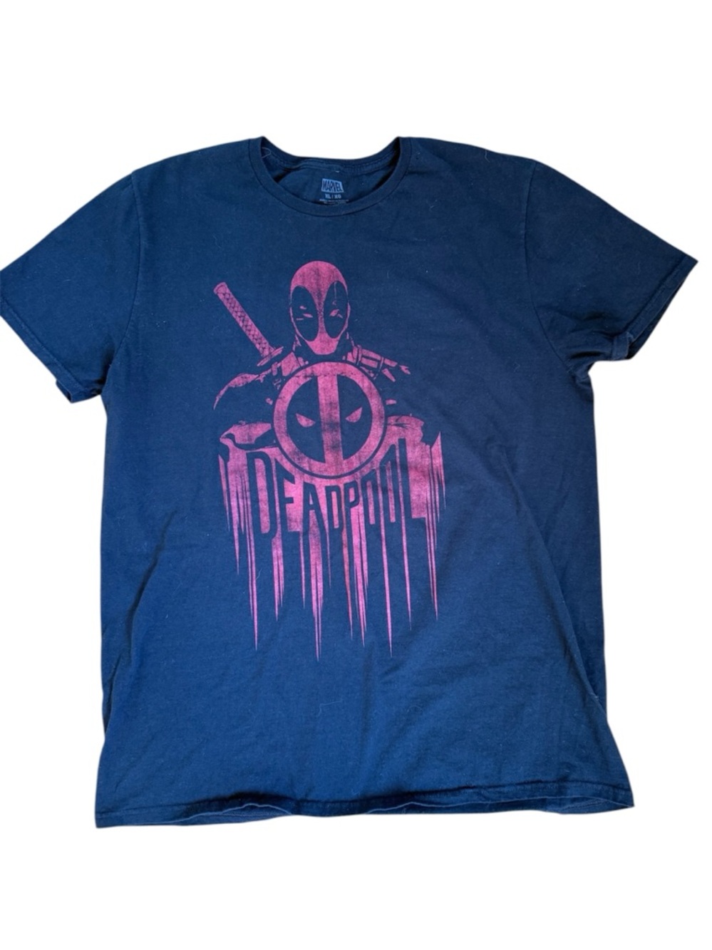 Marvel Universe Deadpool Men's Black Short Sleeve T-Shirt 100% Cotton XL Unisex